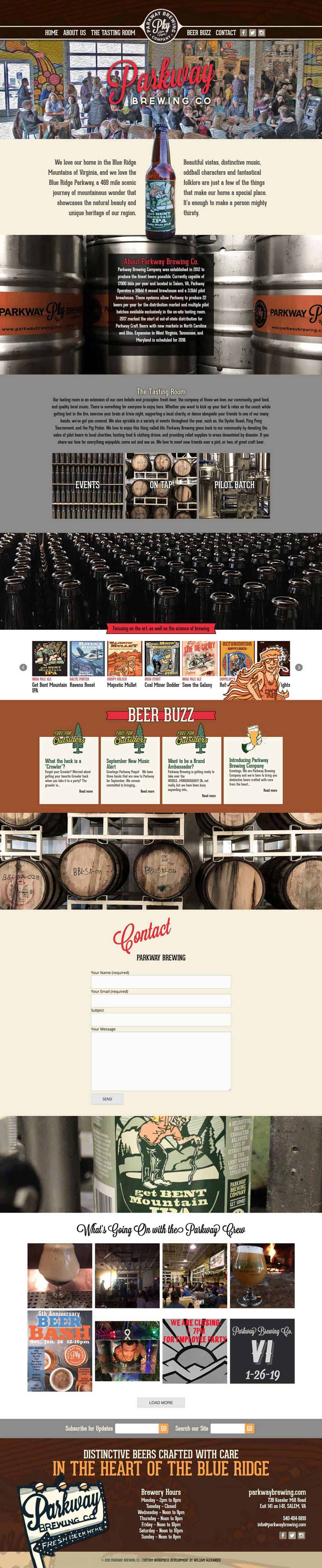 Parkway Brewing Company Website Mockup